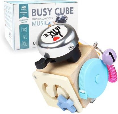 Wooden Montessori Sensory Activity Interactive Busy Cube