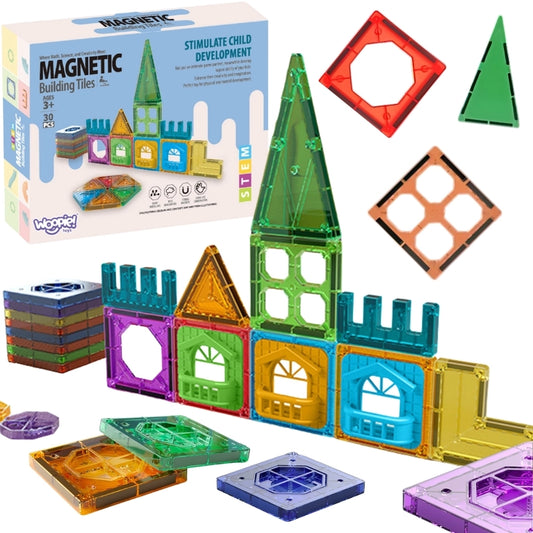 Magnetic Building Tiles For Kids: 30 pcs