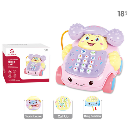 Toddlers Mini Musical Multifunctional Pull Along Telephone Car