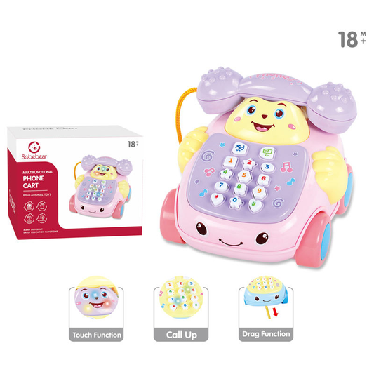 Toddlers Mini Musical Multifunctional Pull Along Telephone Car