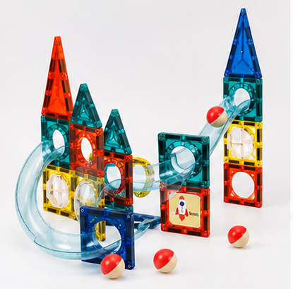Colourful Magnetic Pipeline Building Blocks 42 pcs