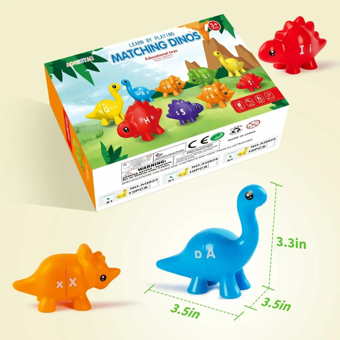 A-Z Alphabet Matching Dinosaurs – 13 PCS Double-Sided