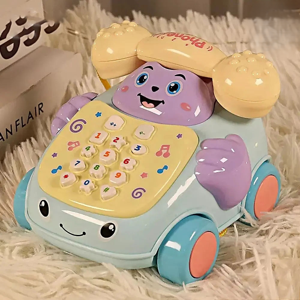 Toddlers Mini Musical Multifunctional Pull Along Telephone Car