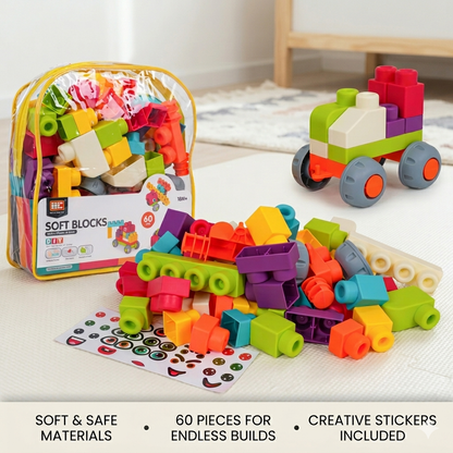 Soft Building Block Set with Backpack (60 Pieces)