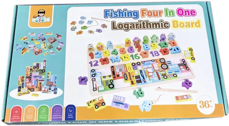 Wooden Fishing Four in 1 Logarithm Board