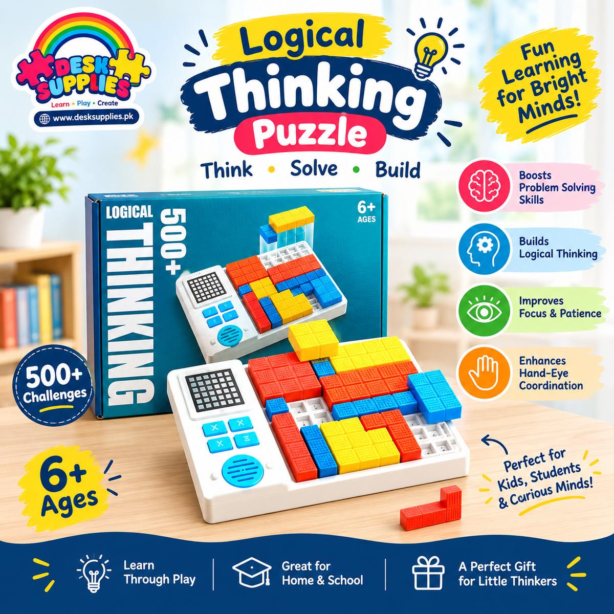 Electronic IQ Brain Teaser Puzzle Game For Kids And Adults With LCD Screen With 500 Challenges