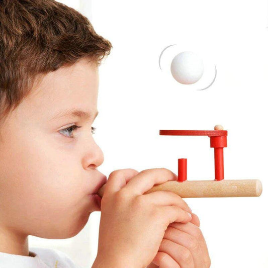 Wooden Blowing Tube Floating Ball Set