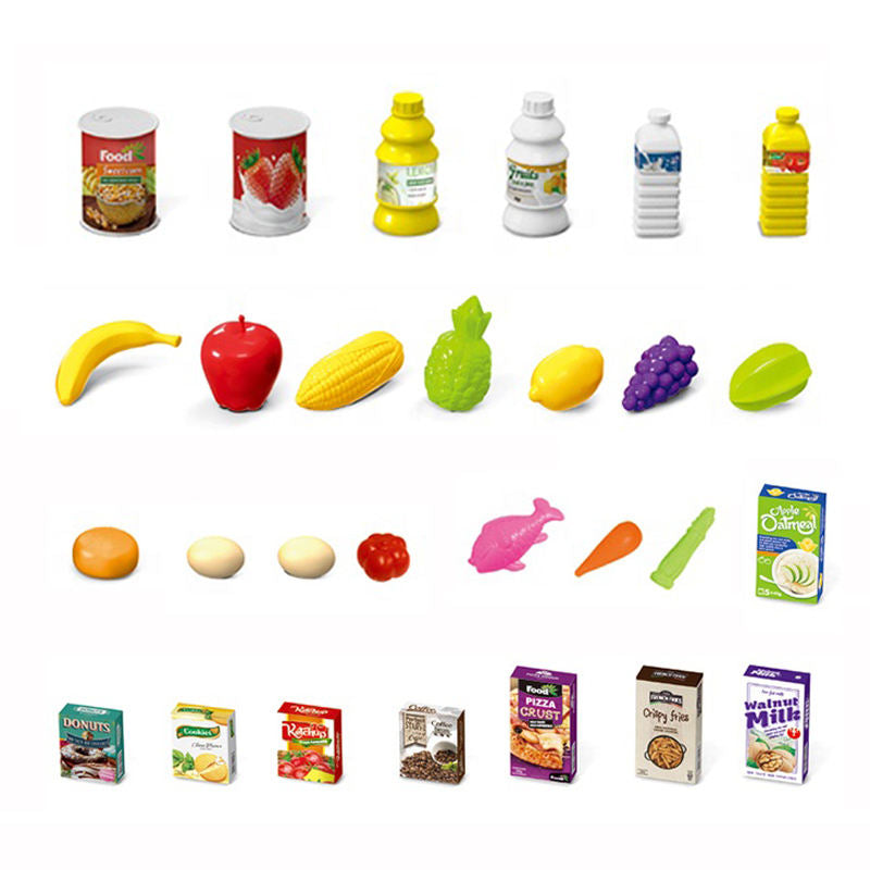 Shopping Trolley Cart Toy Pretend Play Food Accessories Grocery Cart for Kids