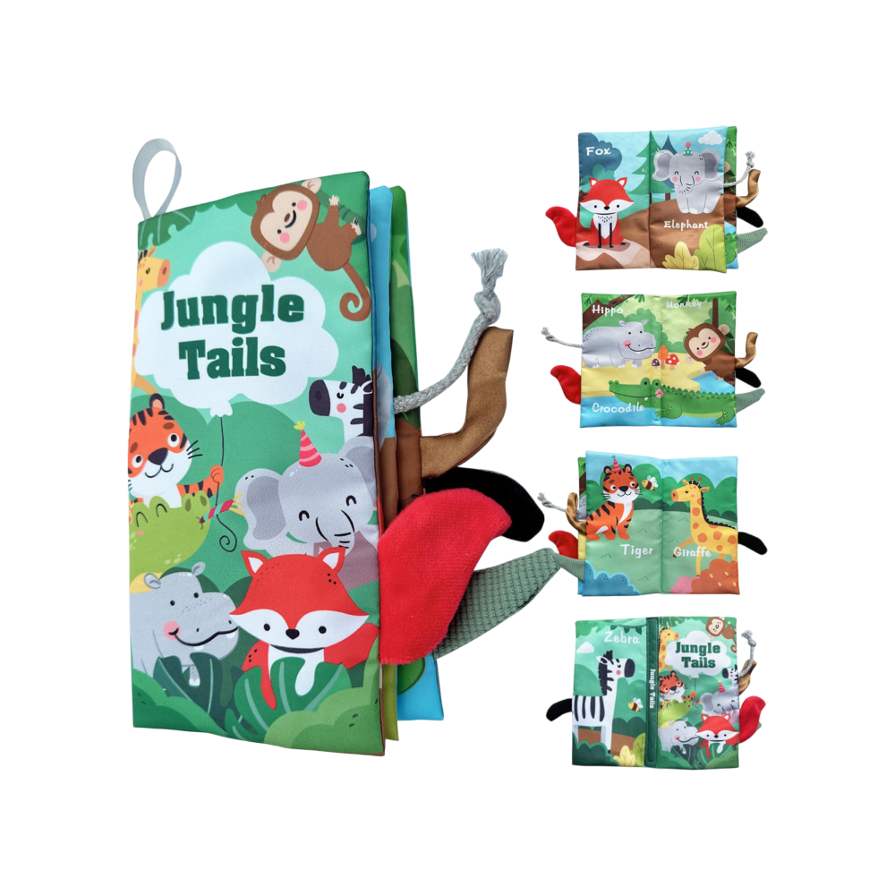 Jungle Tails- Soft Crinkle Cloth Book for Babies