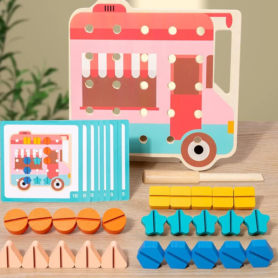 Wooden Shape Screw Game with Pattern Making