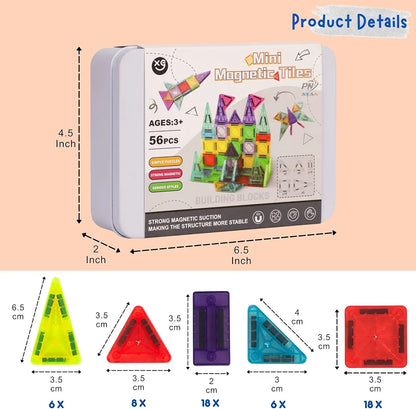 Mini Magnetic Tiles- 56 pcs Set