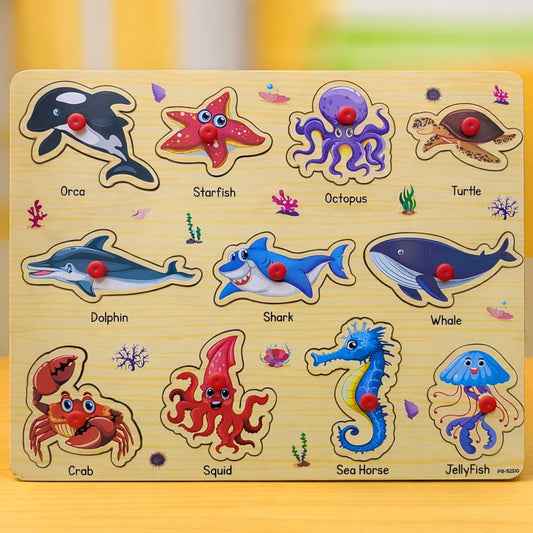 Marine Animals Wooden Peg Puzzle