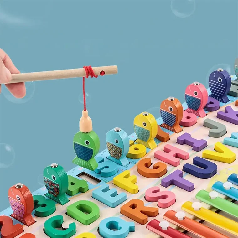6 in 1 Wooden Alphanumeric Learning Xylophone Activity Board
