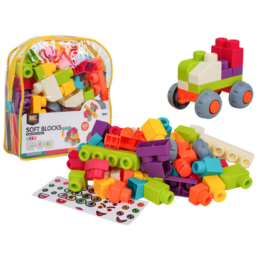 Soft Building Block Set with Backpack (60 Pieces)